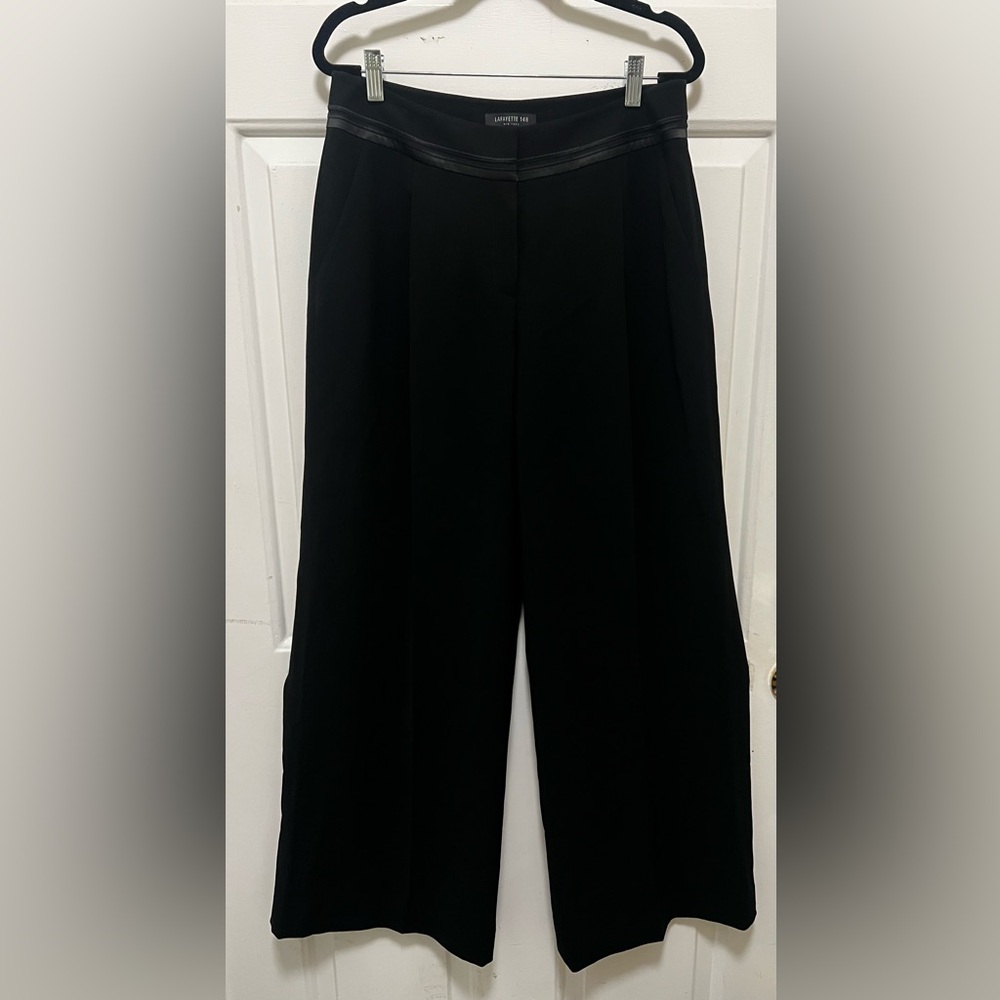 Lafayette 148 Elegant Black Wide-Leg Pants Size 8